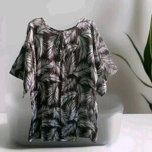 Gap Vintage 90s Y2K Beach Swim Cover Kaftan Palm leaf Pattern L Brown Beach